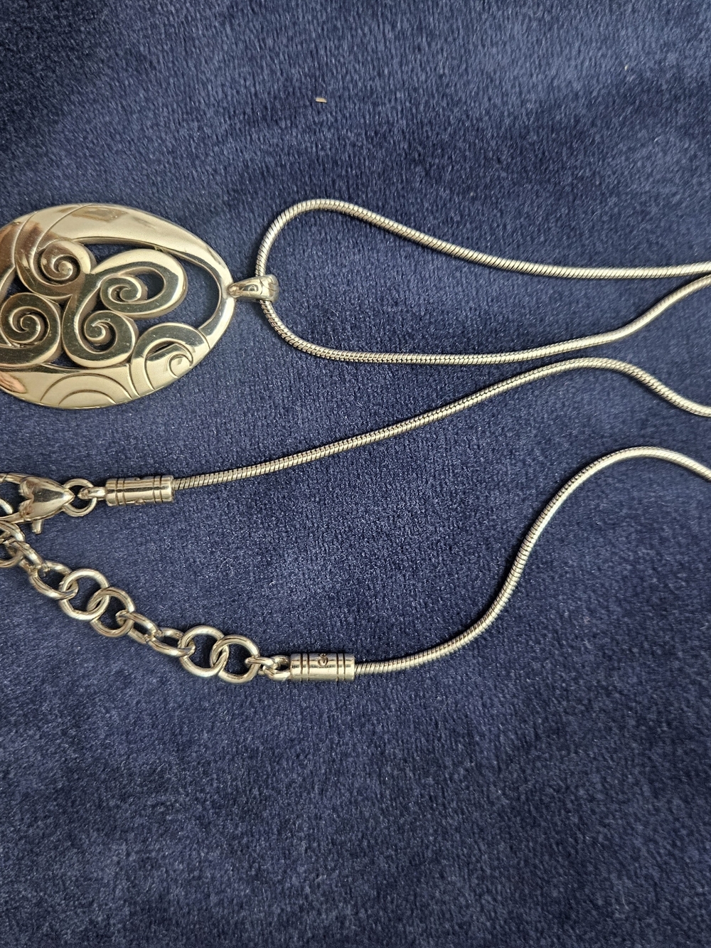 Brighton Silver Swirl Oval Pendant Necklace And Earrings